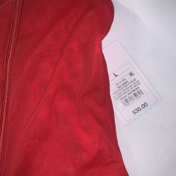 AUDEN Intimates Sheer Mesh Rhinestone Studded Thong Lingerie Bodysuit Red Size L - Picture 4 of 8